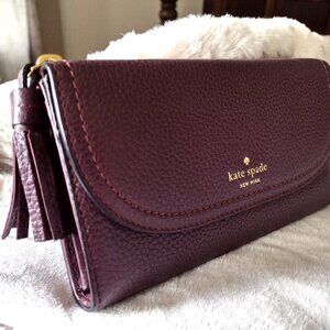 Kate Spade Nathalie McCall Street Wallet in Mahogany Leather Retail $139